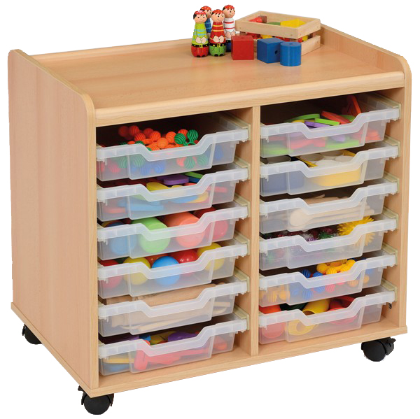 Kebrico TSS Early Years Double Column Shallow Tray Storage Unit with Castors