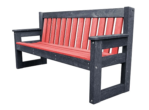 TDP Recycled Plastic Outdoor Bench Dale Coloured Back and Seat
