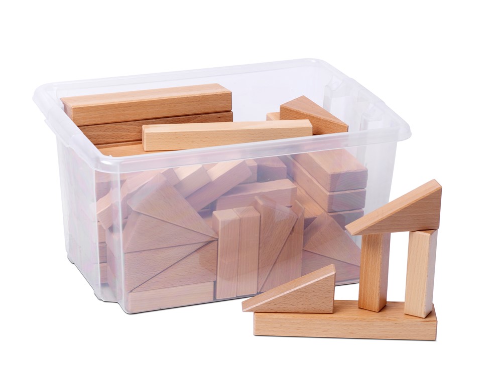 Millhouse Early Years Triangle and Pillar Wooden Construction Blocks Set